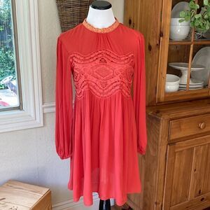 Boho Long Sleeve Embroidered Dress Size XS